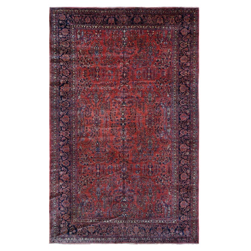 Ruby Red, Antique Persian Sarouk, Extra Long, Excellent Condition, Clean and Soft, Even Wear, 100% Wool, Hand Knotted, Oversized, Oriental 