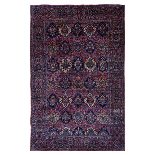 Magenta Color, Antique Persian Taftanjian Sarouk, 300 KPSI, Clean and Soft, Full Pile, Hand Knotted, Pure Wool, Oriental Rug