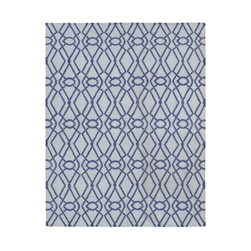 Ice Blue, Hand Woven, Flat Weave Durie Kilim, Geometric Design, 100% Wool, Reversible, Oriental Rug