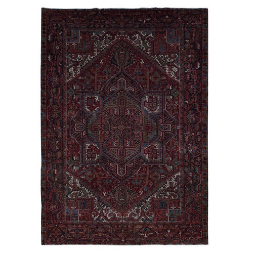 Barn Red, Semi Antique Vintage Persian Heriz, Geometric Center Medallion, Clean, Good Condition, Hand Knotted, Pure Wool, Oriental Rug