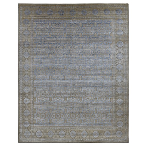 Dirt Brown, Mamluk, Silk with Textured Wool, Hand Knotted, Oversized Oriental Rug