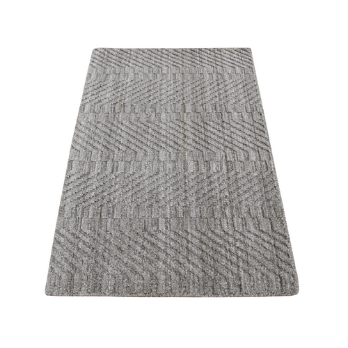 Taupe Gray, Tone on Tone Chevron Design, Hand Loomed, 100% Wool, Oriental 