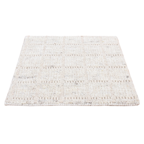 Ivory, 100% Wool, Hand Loomed, Contemporary Simple Design, Sample Oriental 
