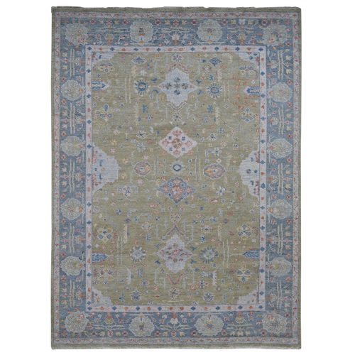 Old Moss Green, Oushak Design, Supple Collection, Plush and Lush, Soft Pile, Natural Wool, Hand Knotted, Oriental Rug