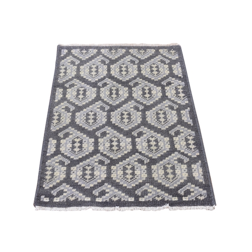 Fossil Gray, Oushak All Over Paisley Design, Turkish Knot, Hand Knotted, 100% Wool, Mat Oriental Rug