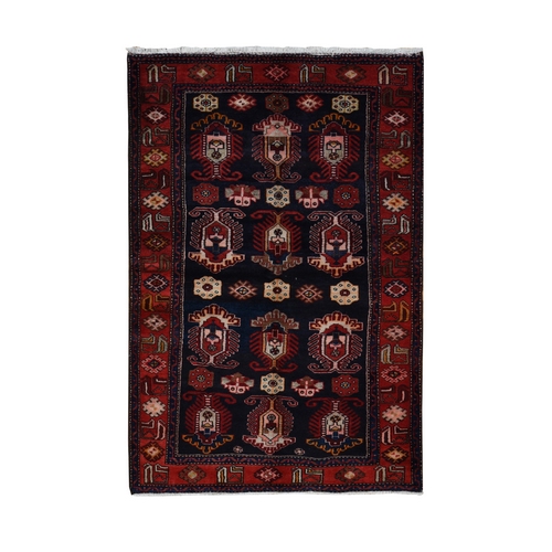 Barn Red, Persian Malayer Repetitive Geometrical Medallions, Full Pile, Hand Knotted, Pure Wool, Oriental Rug