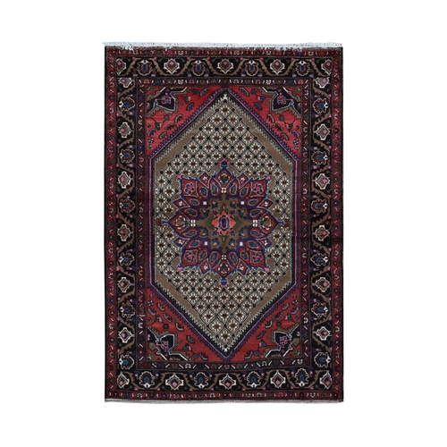 Taupe Gray, New Persian Serab, Flower Medallion Design, Hand Knotted, 100% Wool, Oriental Rug