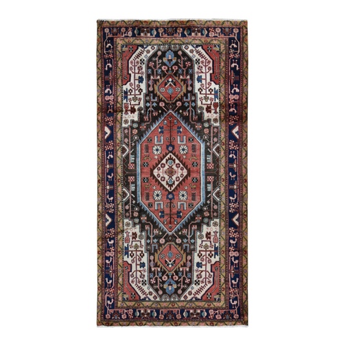Fire Brick Red, Vintage Persian Mosel, Geometric Medallion, Pure Wool, Hand Knotted, Wide and Long, Oriental Rug