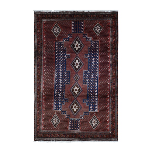 Persian Red, New Persian Senneh, Repetitive Peacock Design, Pure Wool, Full Pile, Hand Knotted, Oriental Rug