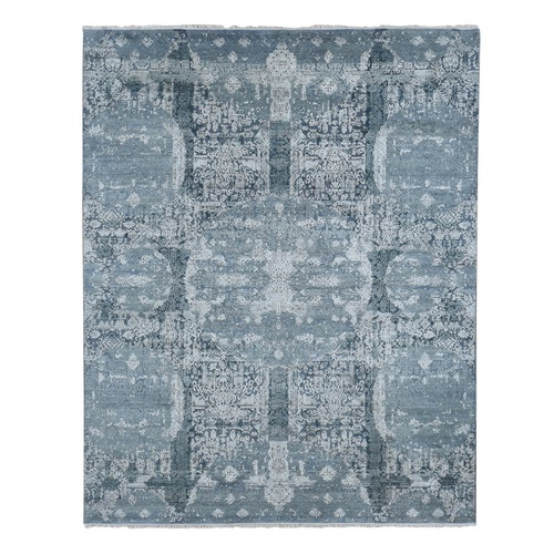 Cloud Gray, Wool and Pure Silk, Jewellery Design, Hand Knotted, Oriental Rug