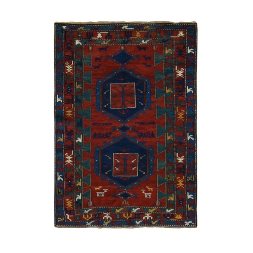 Maroon Red, Antique Caucasian Armenian, Pure Wool, Hand Knotted, Full Pile, Excellent Condition, Clean, Signed and Dated, Oriental Rug