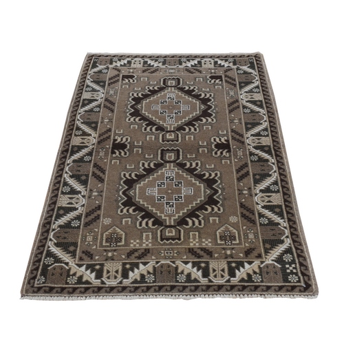 Sugar Brown, Baluch Washed Out with Natural Colors, Hand Knotted, Pure Wool, Oriental Rug