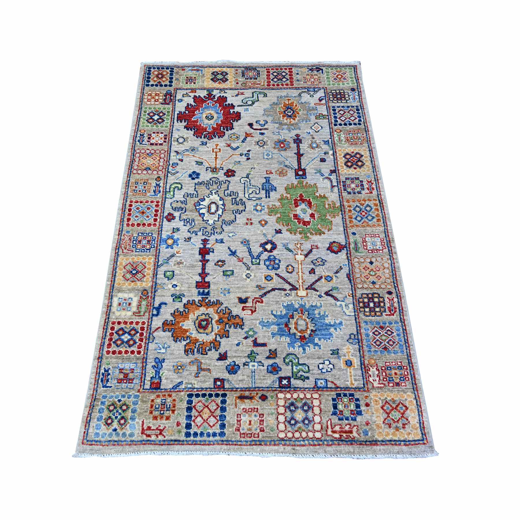 Oushak-And-Peshawar-Hand-Knotted-Rug-441705