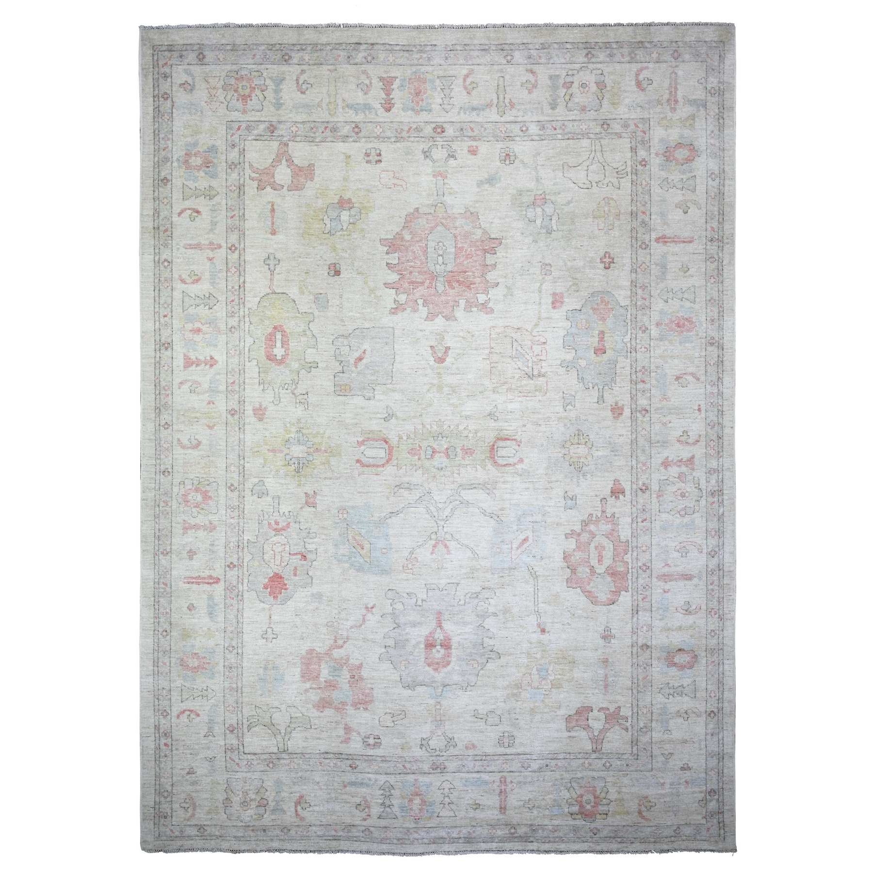 Oushak-And-Peshawar-Hand-Knotted-Rug-440555