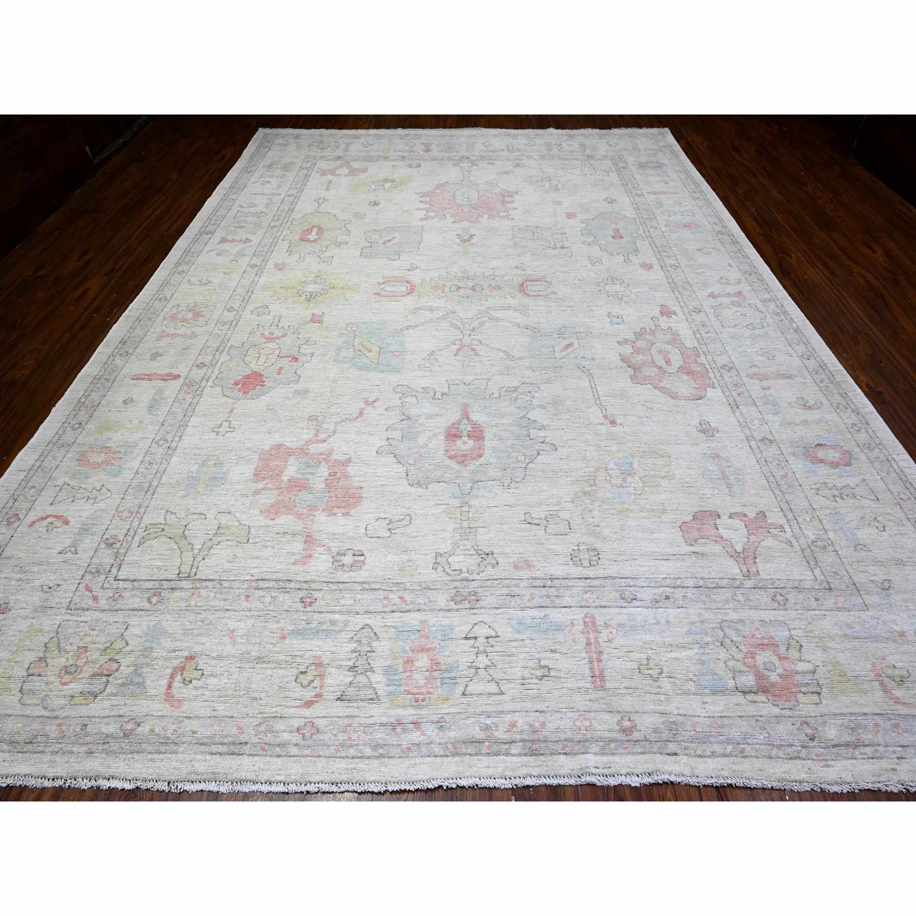 Oushak-And-Peshawar-Hand-Knotted-Rug-440555