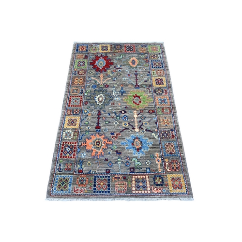 Dolphin Gray, Aryana with Ziegler Mahal All Over Colorful Design, Hand Knotted, Vegetable Dyes, Vibrant Wool, Oriental Rug