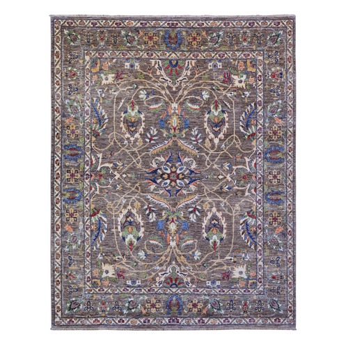 Wolf Gray, All Over Mahal Design Fine Aryana with Colorful Design, Hand Knotted, Natural Dyes, Vibrant Wool, Oriental Rug