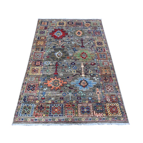 Gauntel Gray, Aryana with Ziegler Mahal All Over Colorful Design, Hand Knotted, Vegetable Dyes, Vibrant Wool, Oriental 