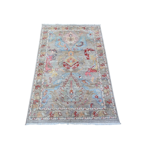 Squirrel Gray, Fine Aryana, Sultanabad Leaf Design, Hand Knotted, Natural Dyes, Vibrant Wool, Oriental Rug
