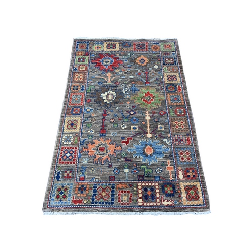 Dovetail Gray, Aryana with Ziegler Mahal All Over Colorful Design, Hand Knotted, Vegetable Dyes, Vibrant Wool, Oriental Rug