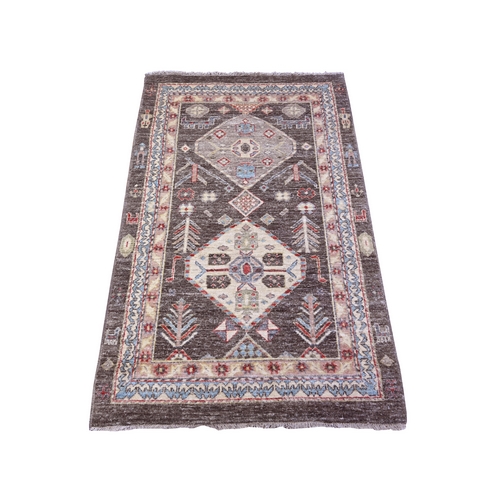 Urban Gray, Aryana with North West Persian Design with Small Animal Figurines, Natural Dyes, Luxurious Wool, Hand Knotted, Oriental Rug
