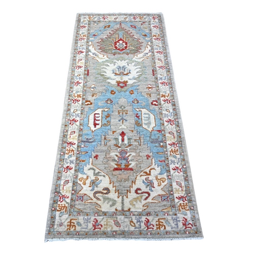 Rock Candy Gray, Sultanabad Leaf Design, Hand Knotted, Natural Dyes, Vibrant Wool, Runner Oriental Rug