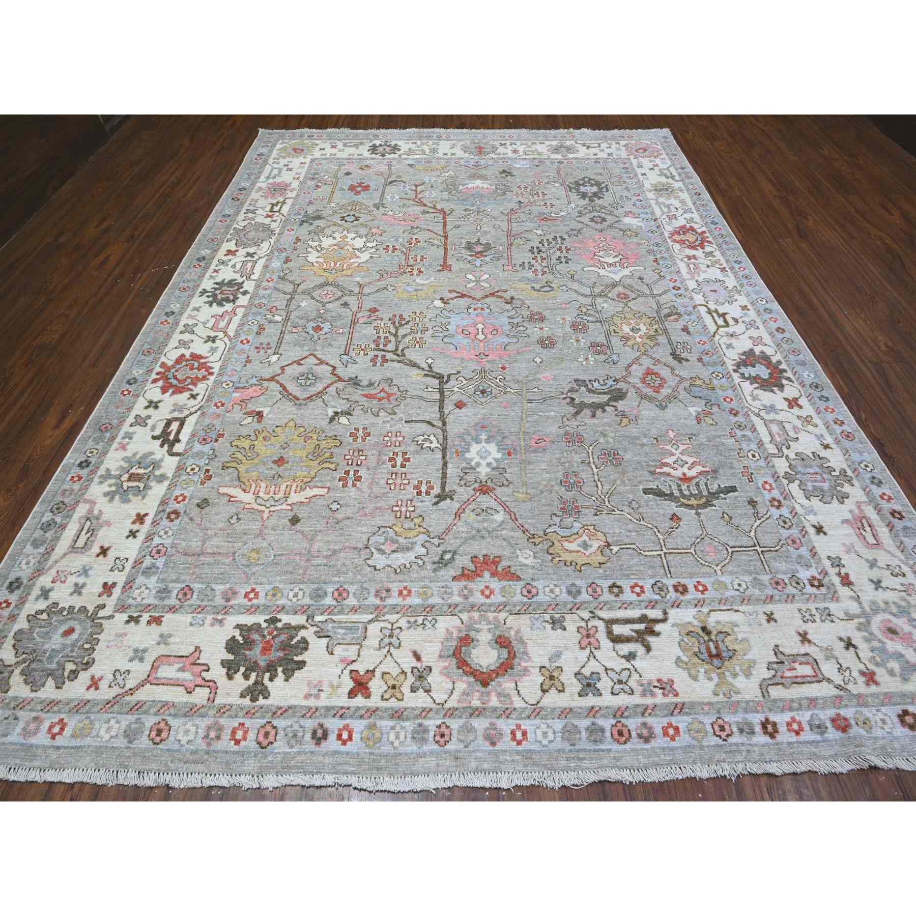 Oushak-And-Peshawar-Hand-Knotted-Rug-443090