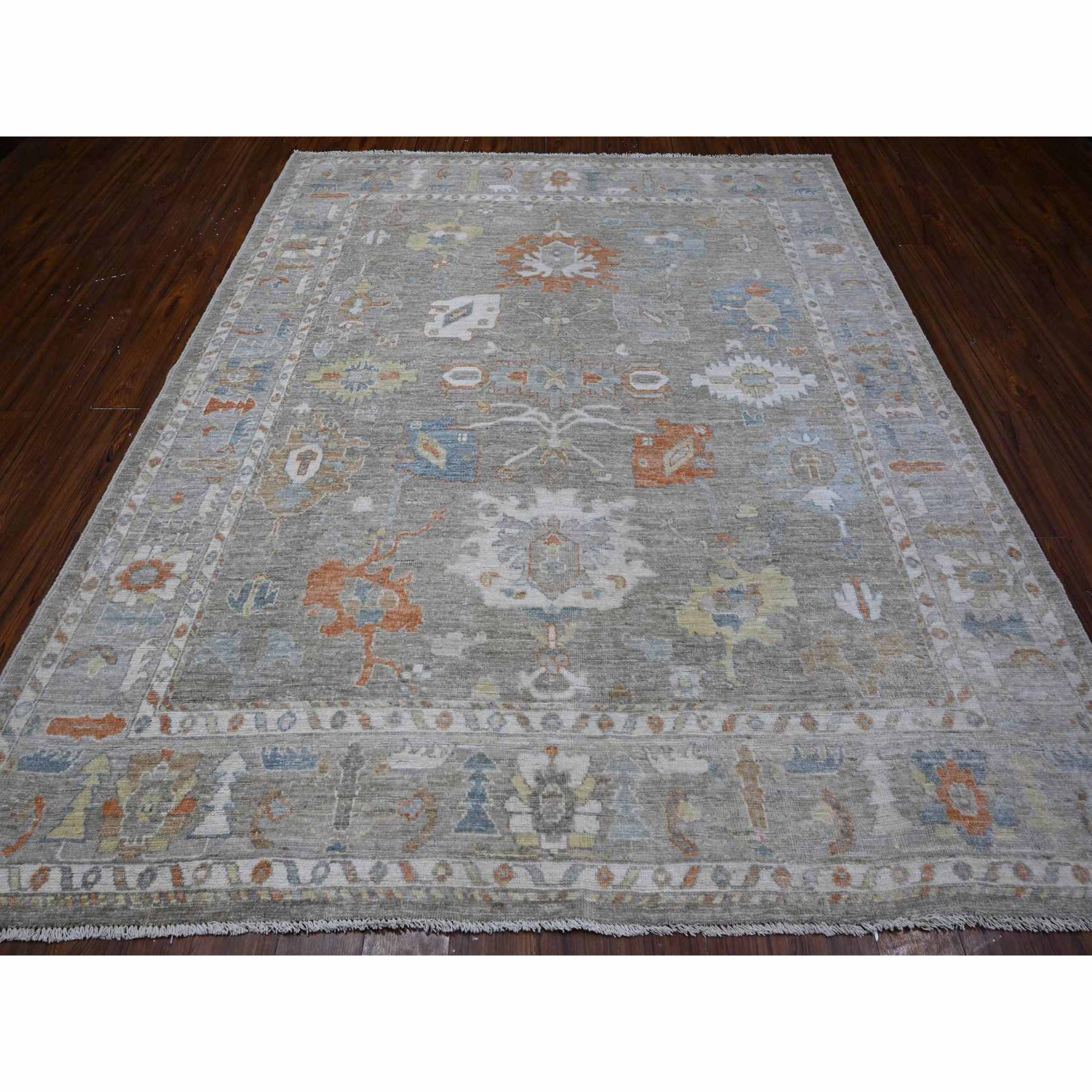 Oushak-And-Peshawar-Hand-Knotted-Rug-443280