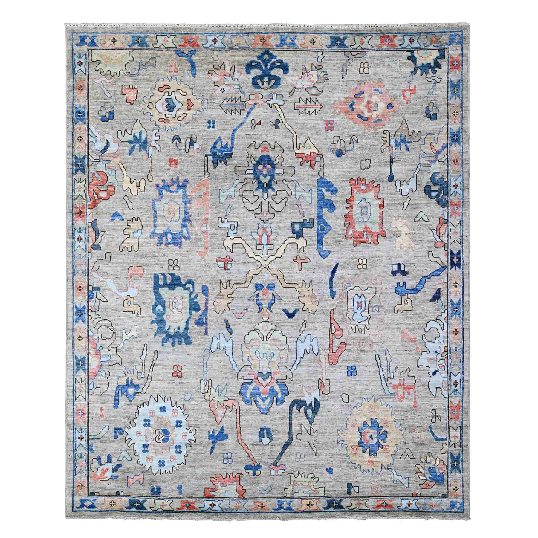 Oushak-And-Peshawar-Hand-Knotted-Rug-443285