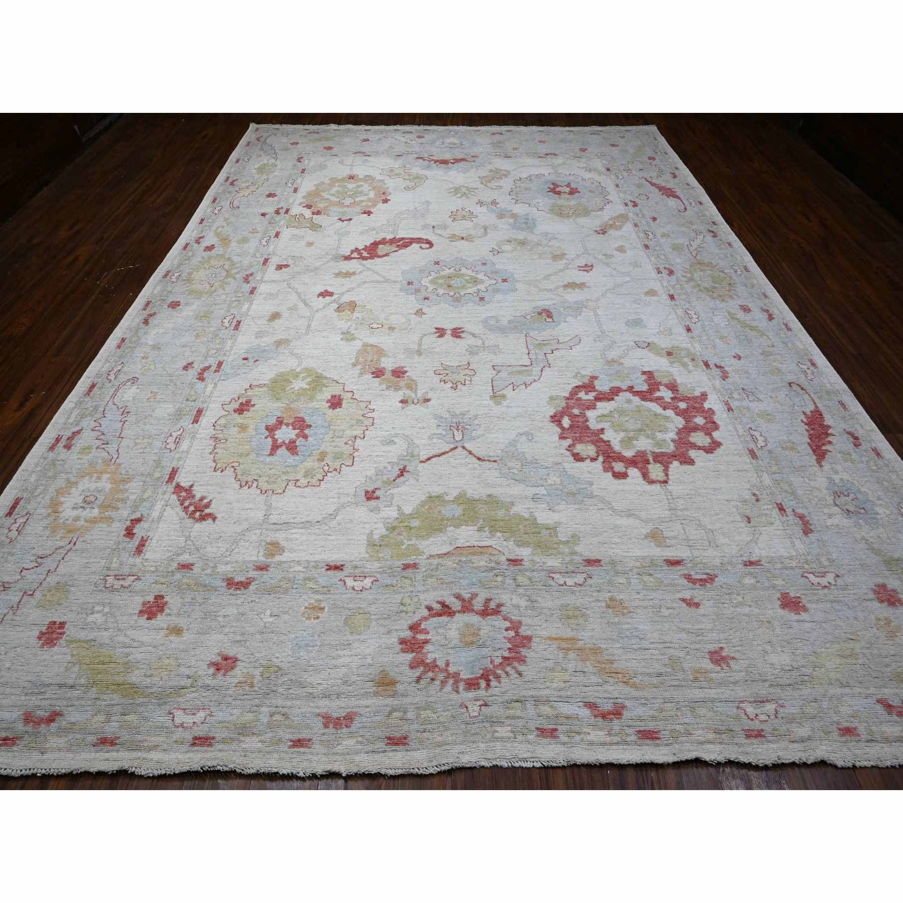 Oushak-And-Peshawar-Hand-Knotted-Rug-443370