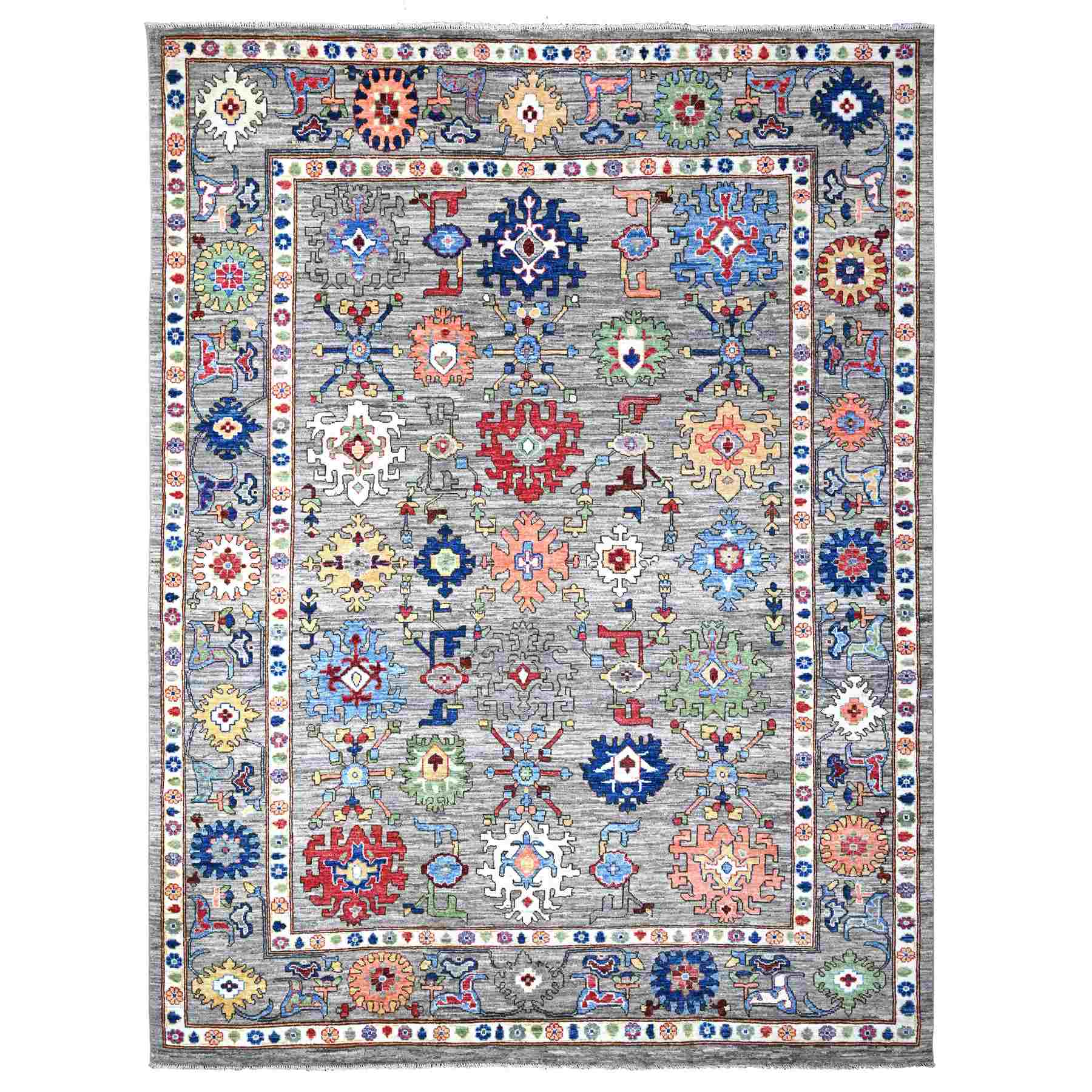 Oushak-And-Peshawar-Hand-Knotted-Rug-443385