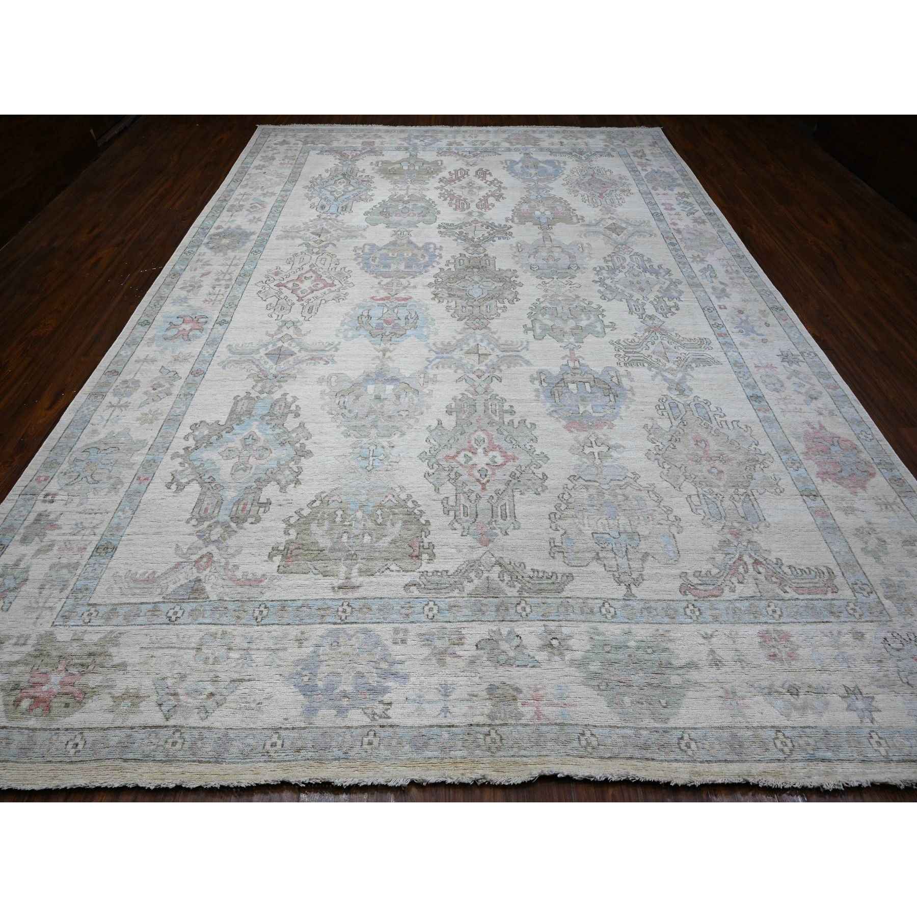 Oushak-And-Peshawar-Hand-Knotted-Rug-443400