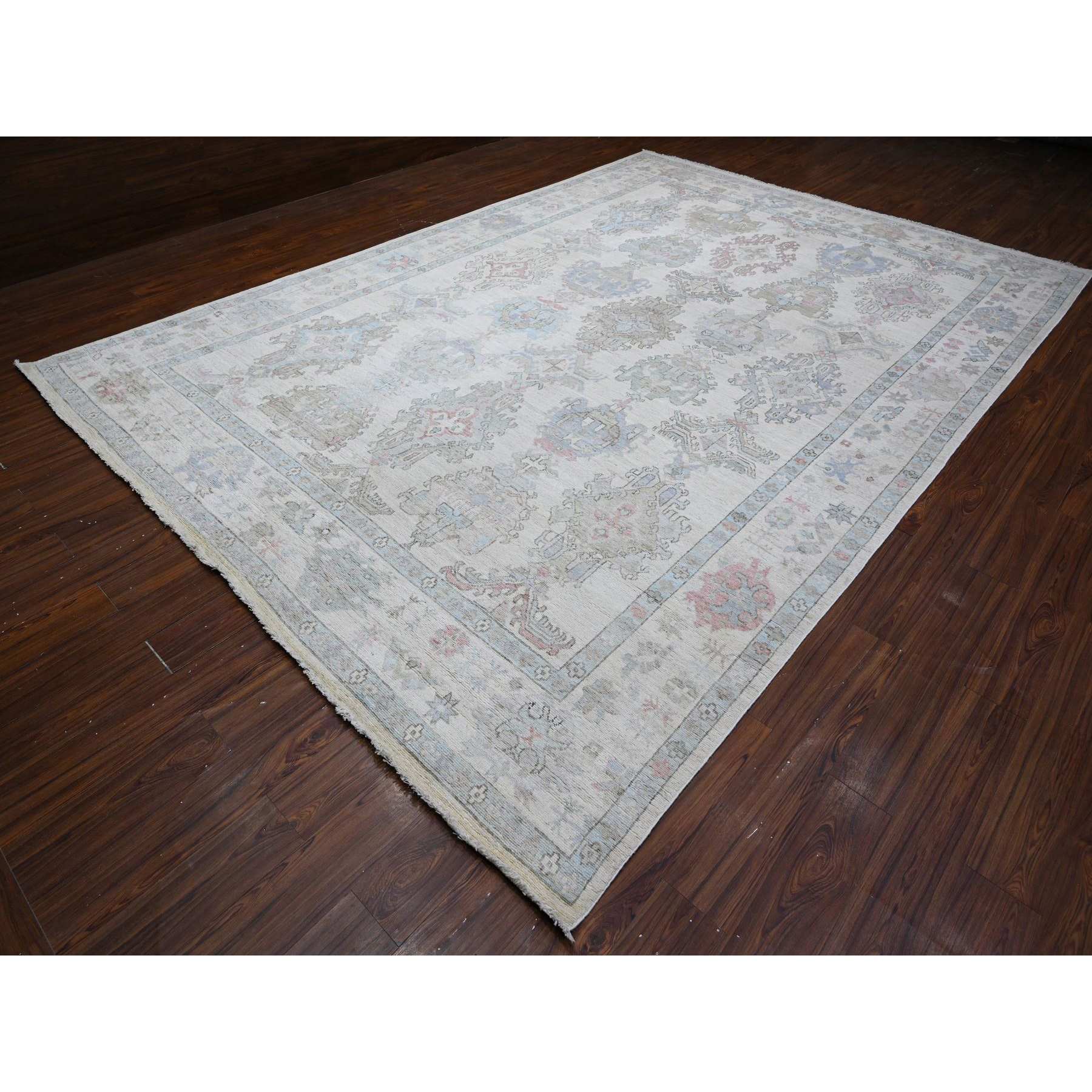 Oushak-And-Peshawar-Hand-Knotted-Rug-443400