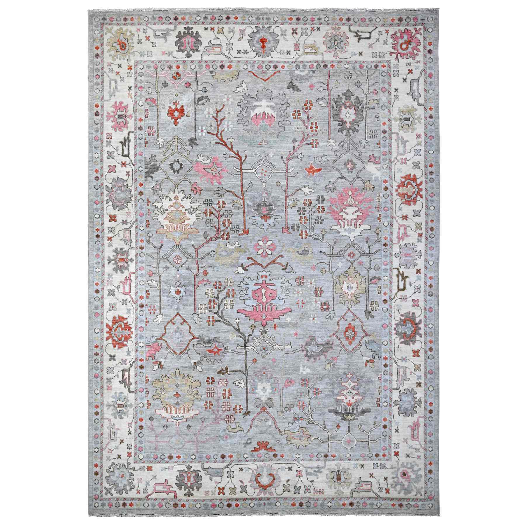 Oushak-And-Peshawar-Hand-Knotted-Rug-443415