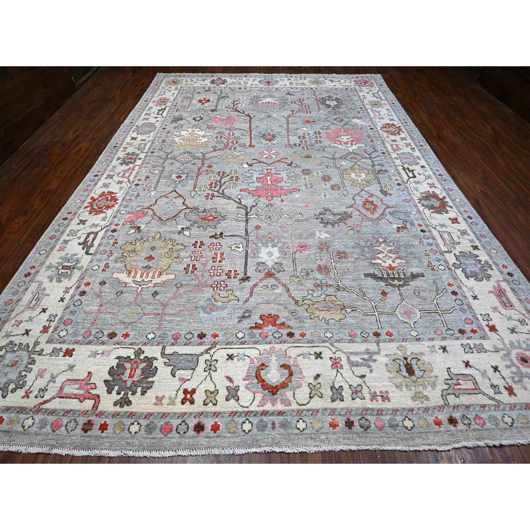 Oushak-And-Peshawar-Hand-Knotted-Rug-443415