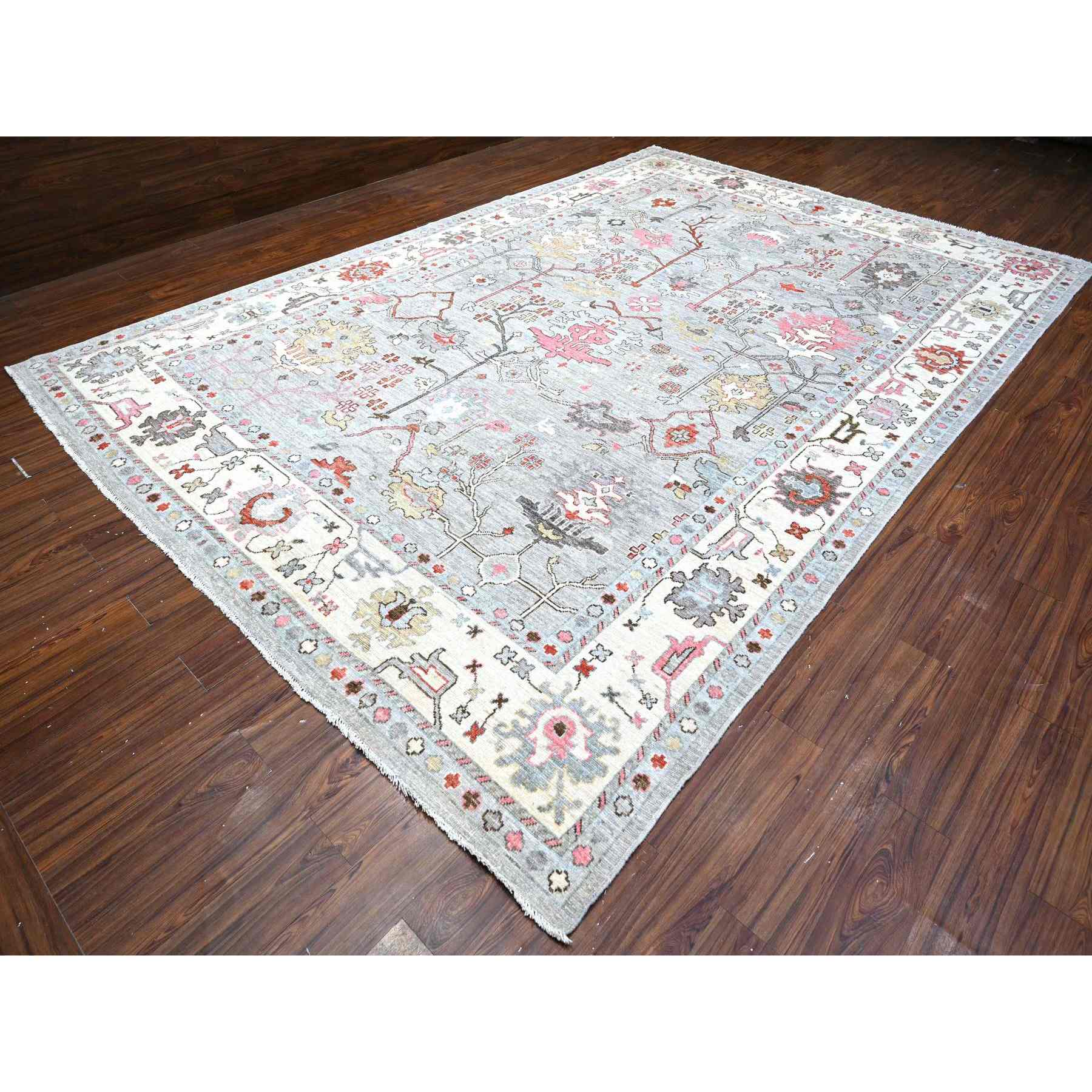 Oushak-And-Peshawar-Hand-Knotted-Rug-443415