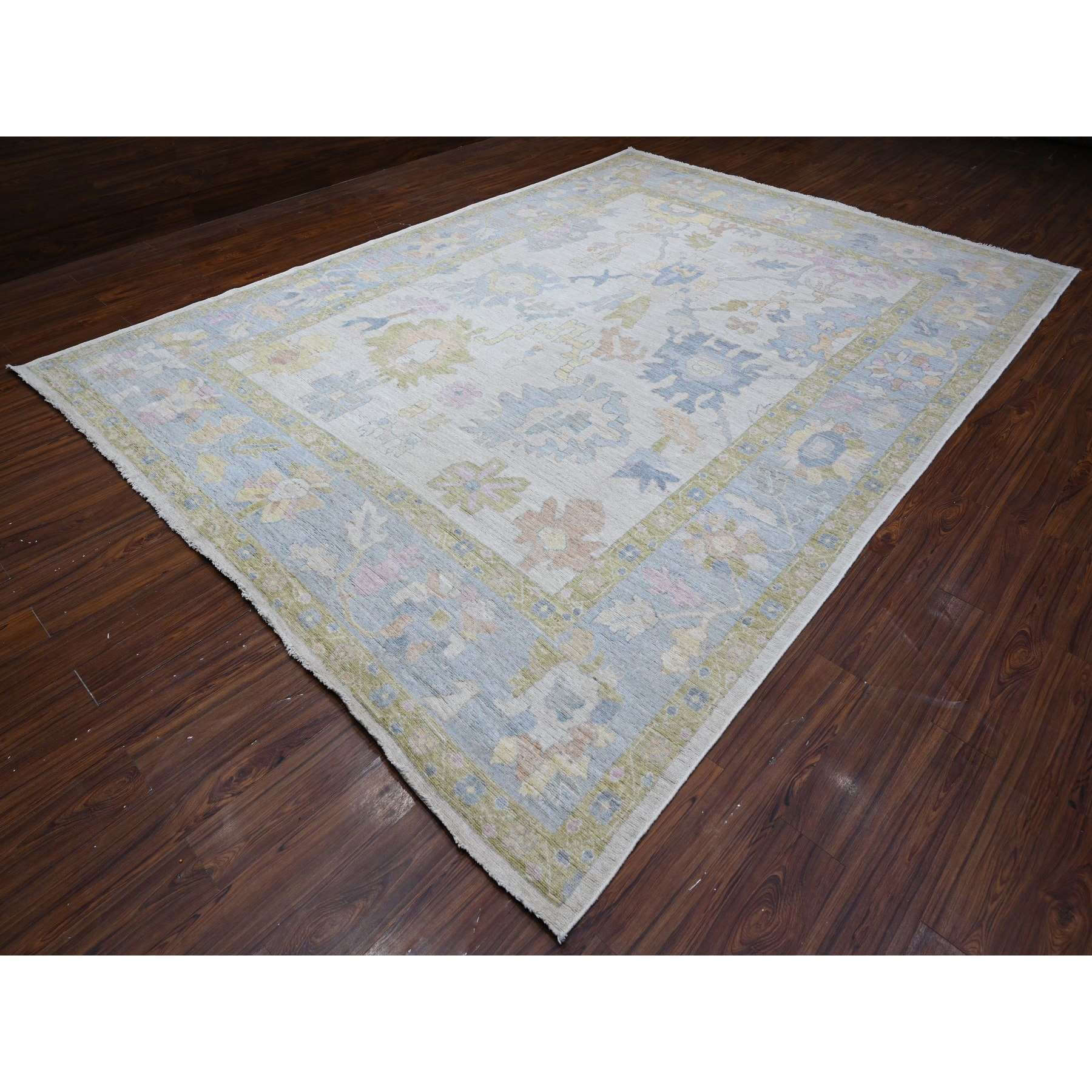 Oushak-And-Peshawar-Hand-Knotted-Rug-443420