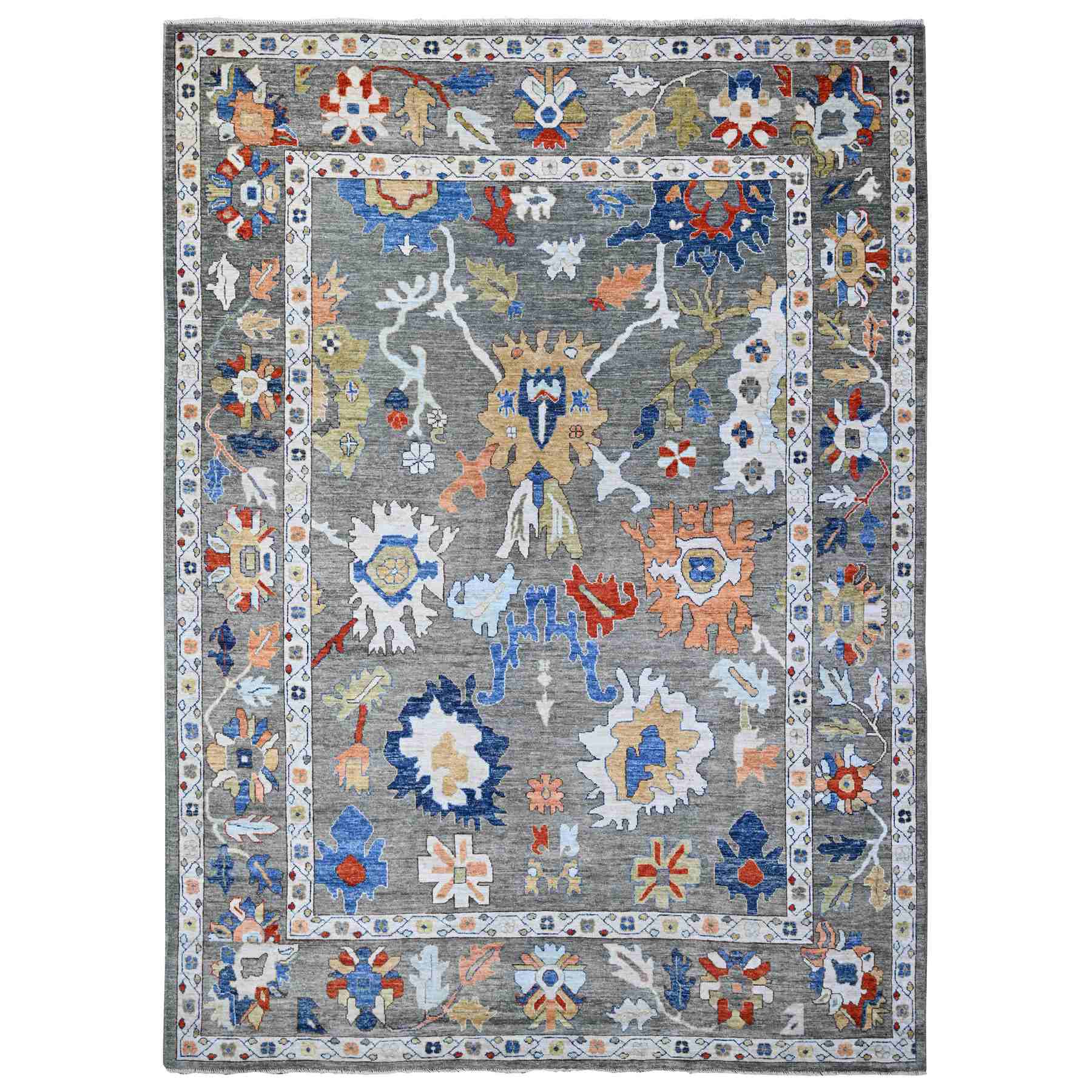 Oushak-And-Peshawar-Hand-Knotted-Rug-443440