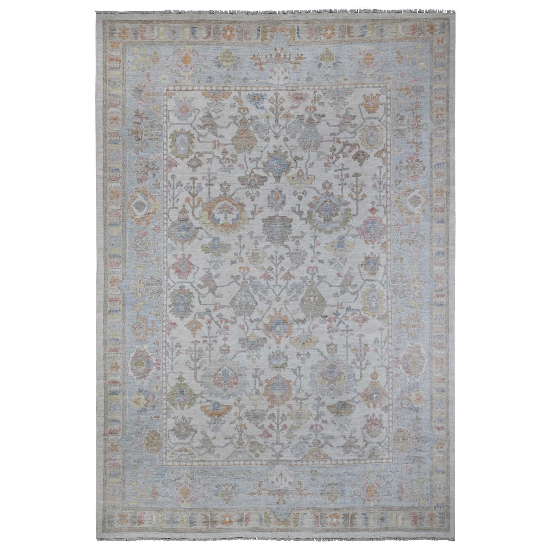 Oushak-And-Peshawar-Hand-Knotted-Rug-443455