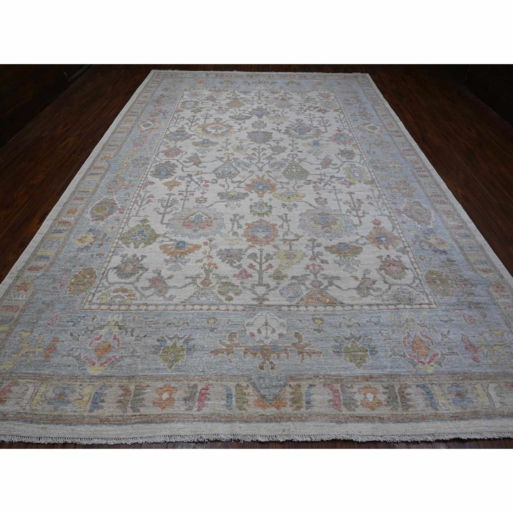 Oushak-And-Peshawar-Hand-Knotted-Rug-443455