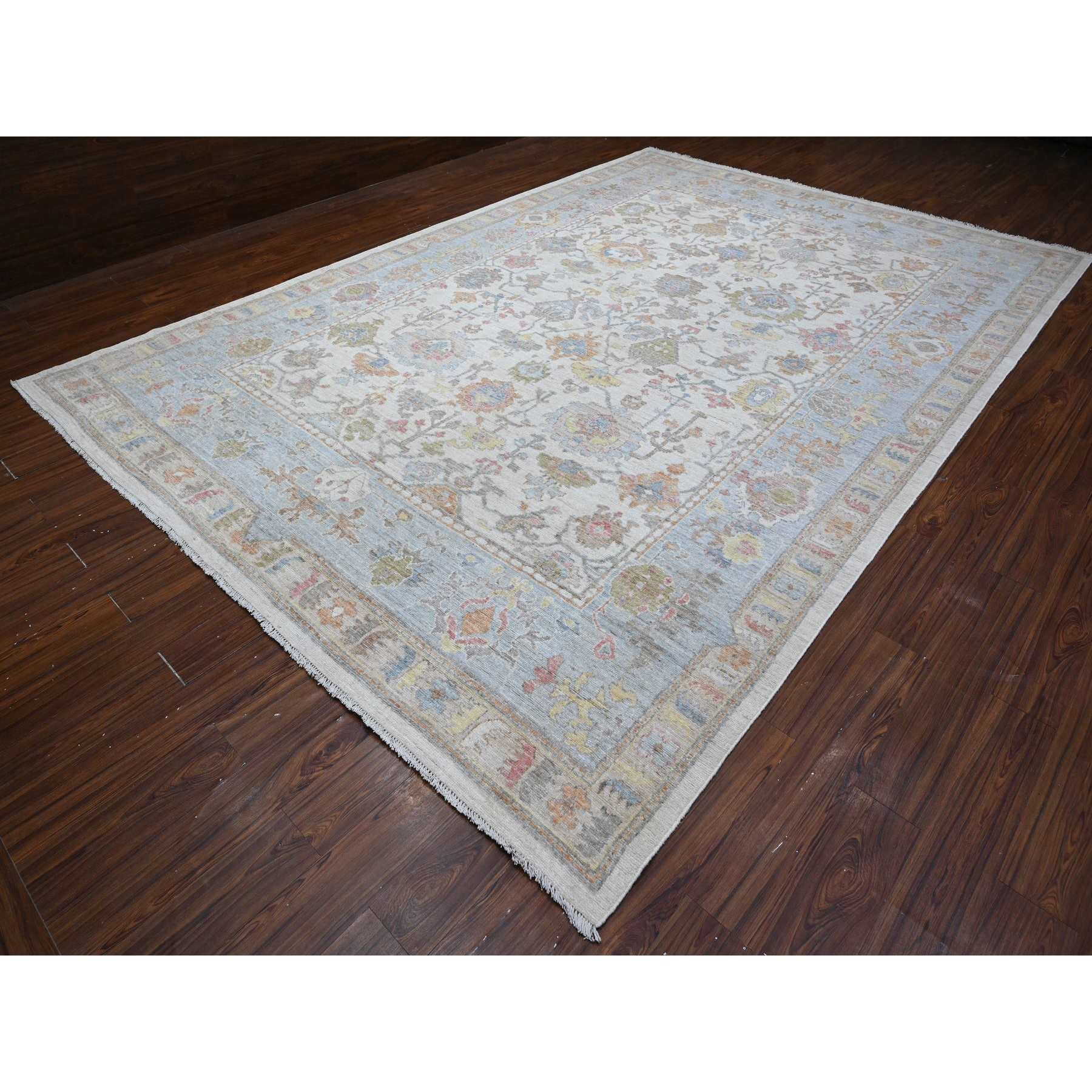 Oushak-And-Peshawar-Hand-Knotted-Rug-443455