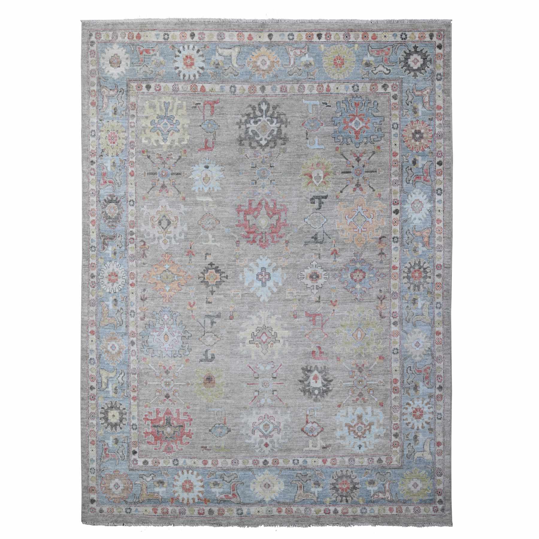 Oushak-And-Peshawar-Hand-Knotted-Rug-443460