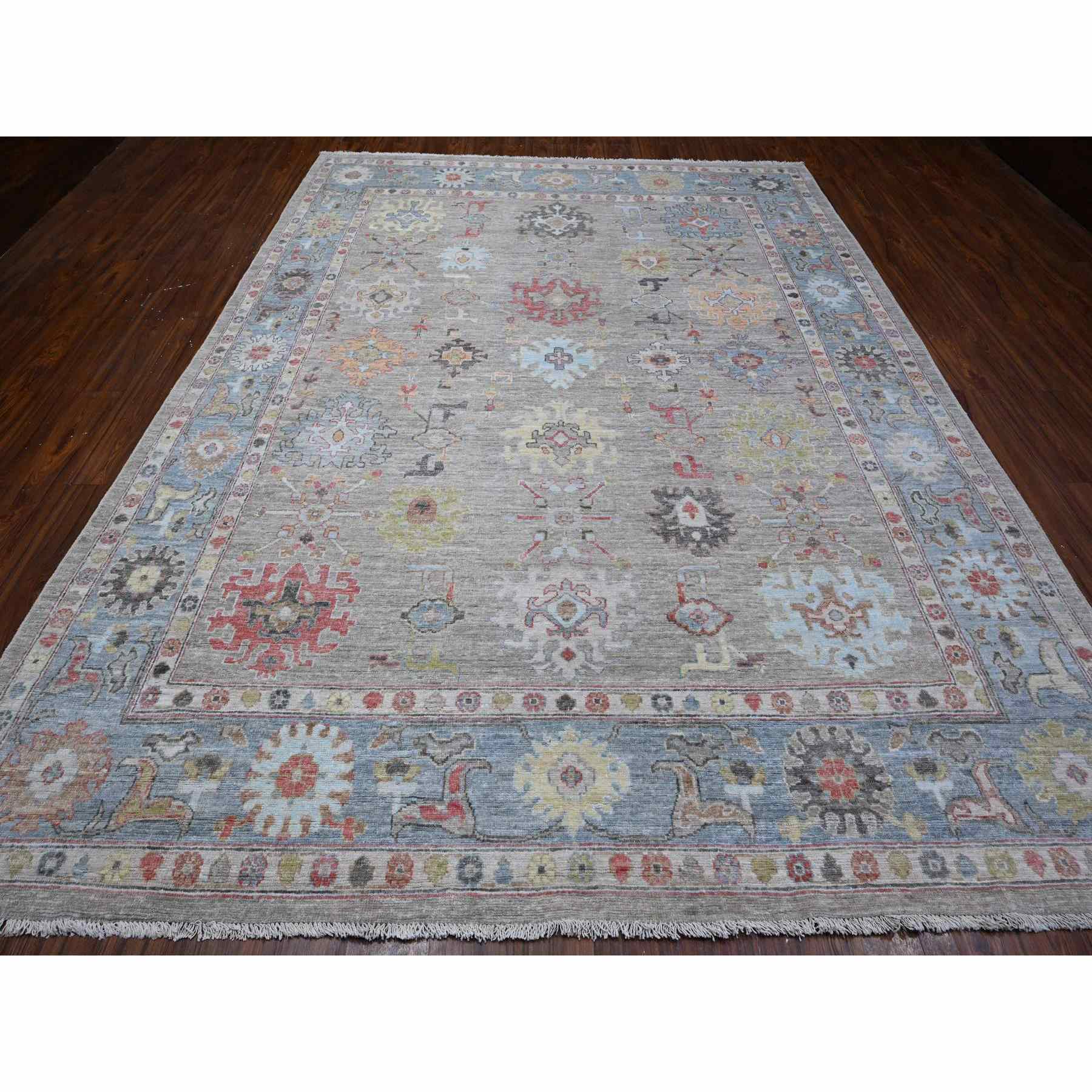 Oushak-And-Peshawar-Hand-Knotted-Rug-443460