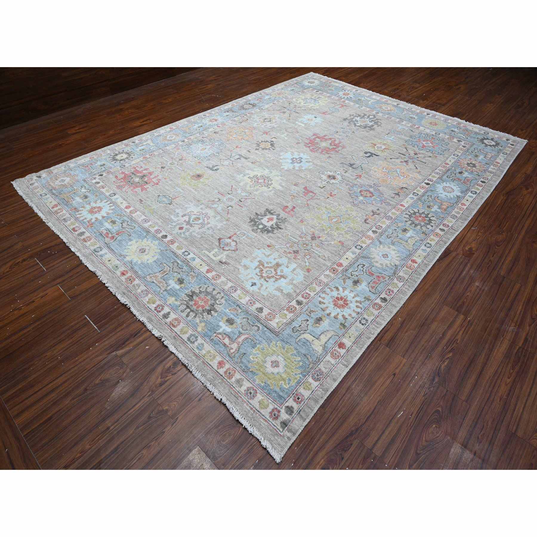 Oushak-And-Peshawar-Hand-Knotted-Rug-443460