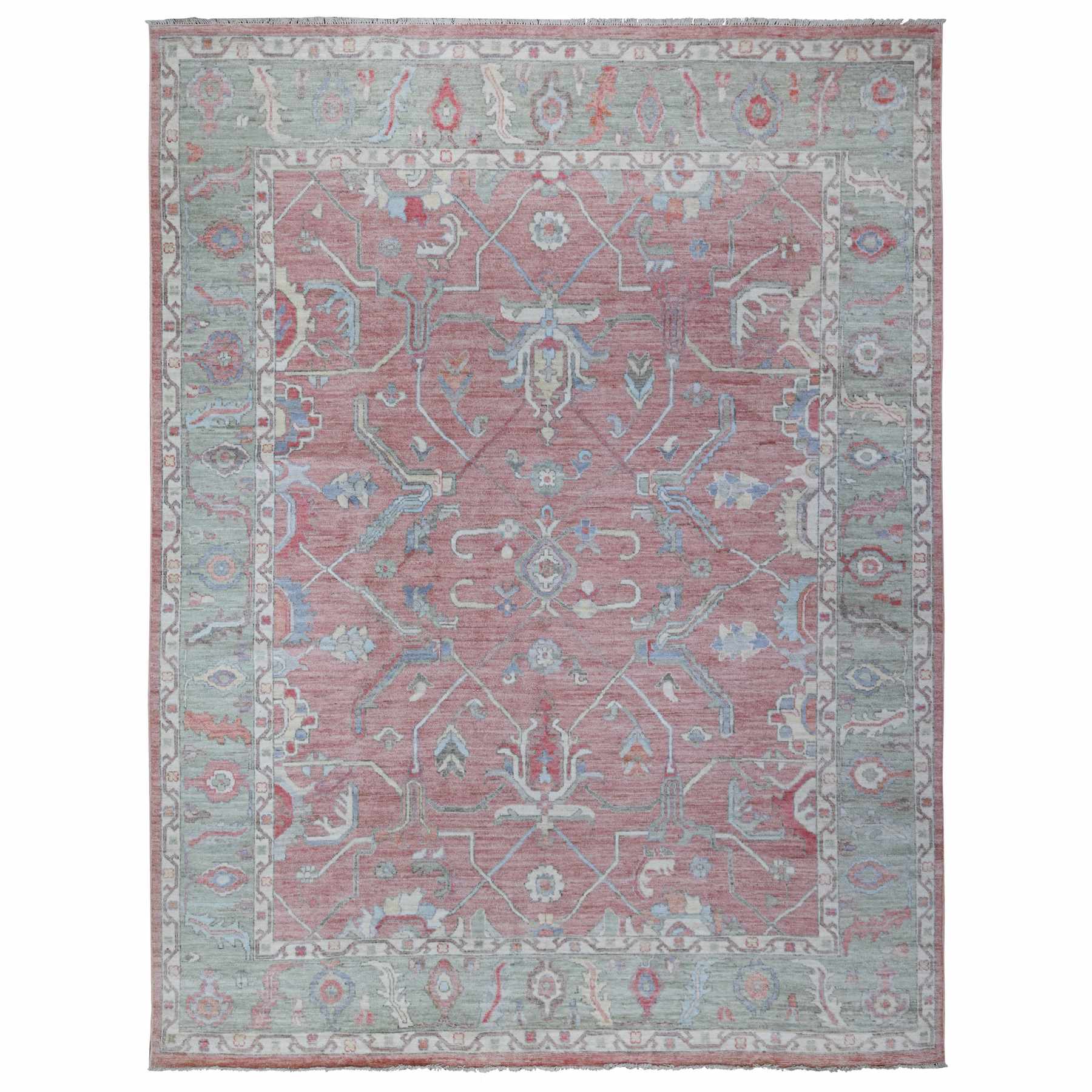 Oushak-And-Peshawar-Hand-Knotted-Rug-443470