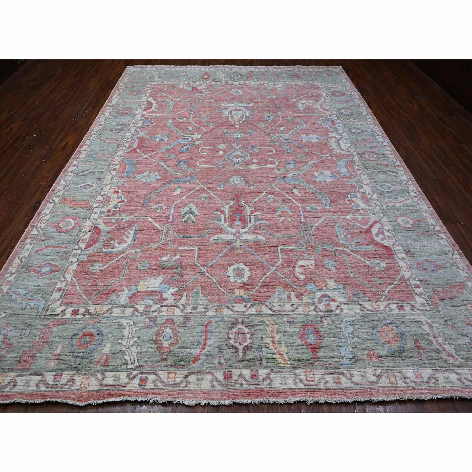 Oushak-And-Peshawar-Hand-Knotted-Rug-443470