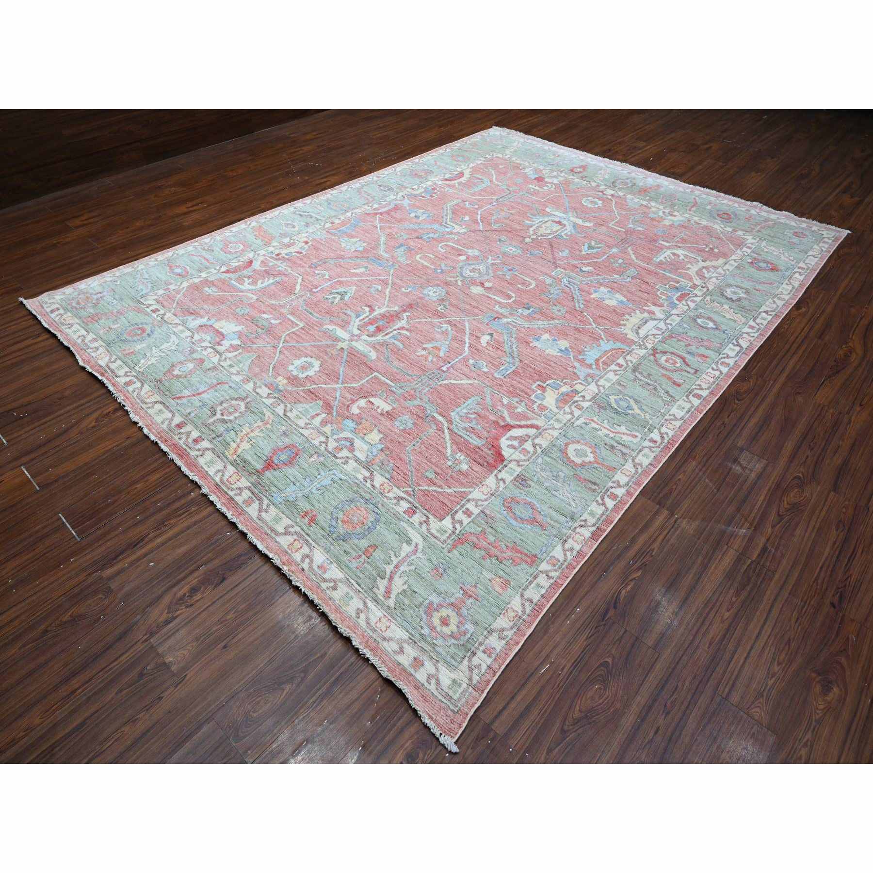 Oushak-And-Peshawar-Hand-Knotted-Rug-443470