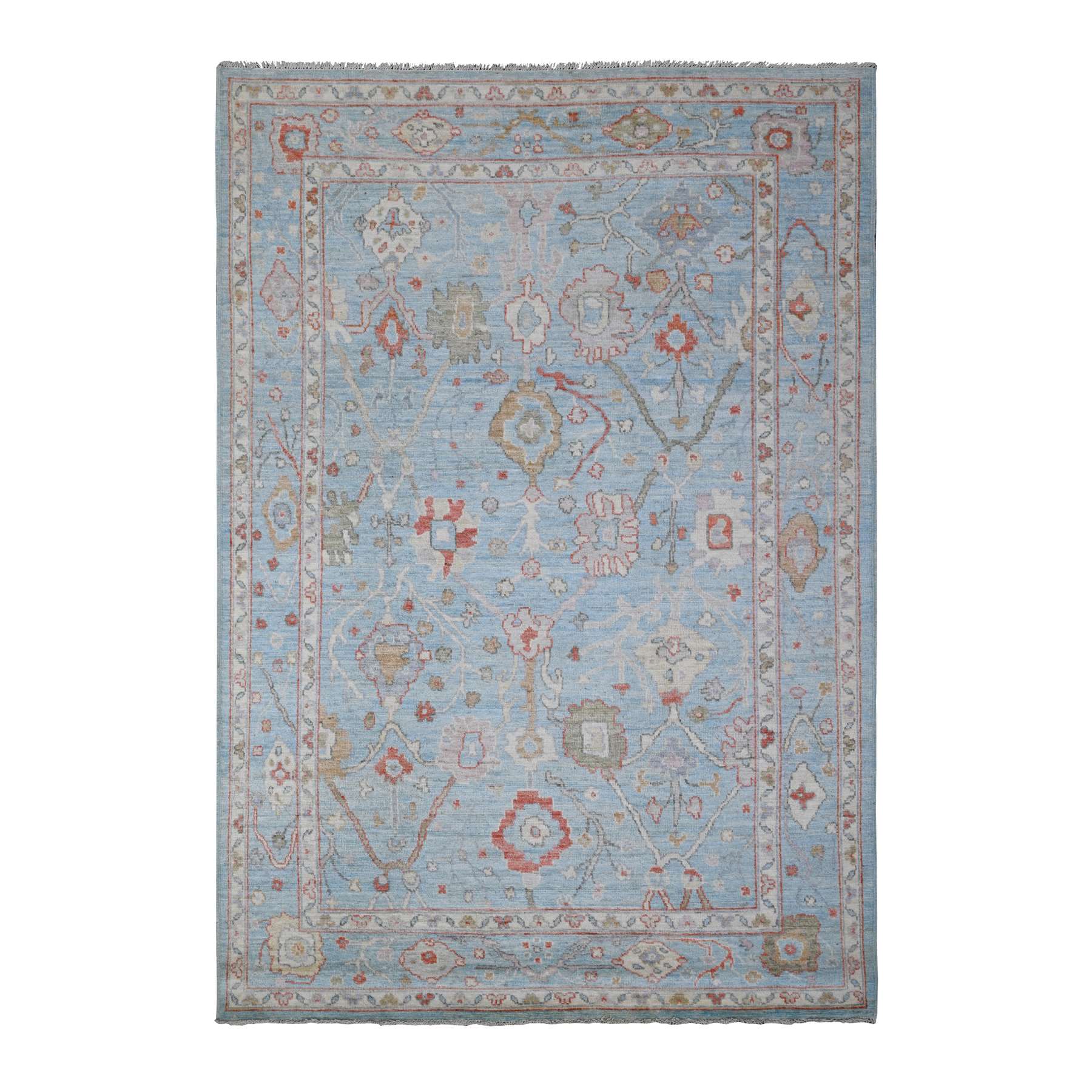 Oushak-And-Peshawar-Hand-Knotted-Rug-443475