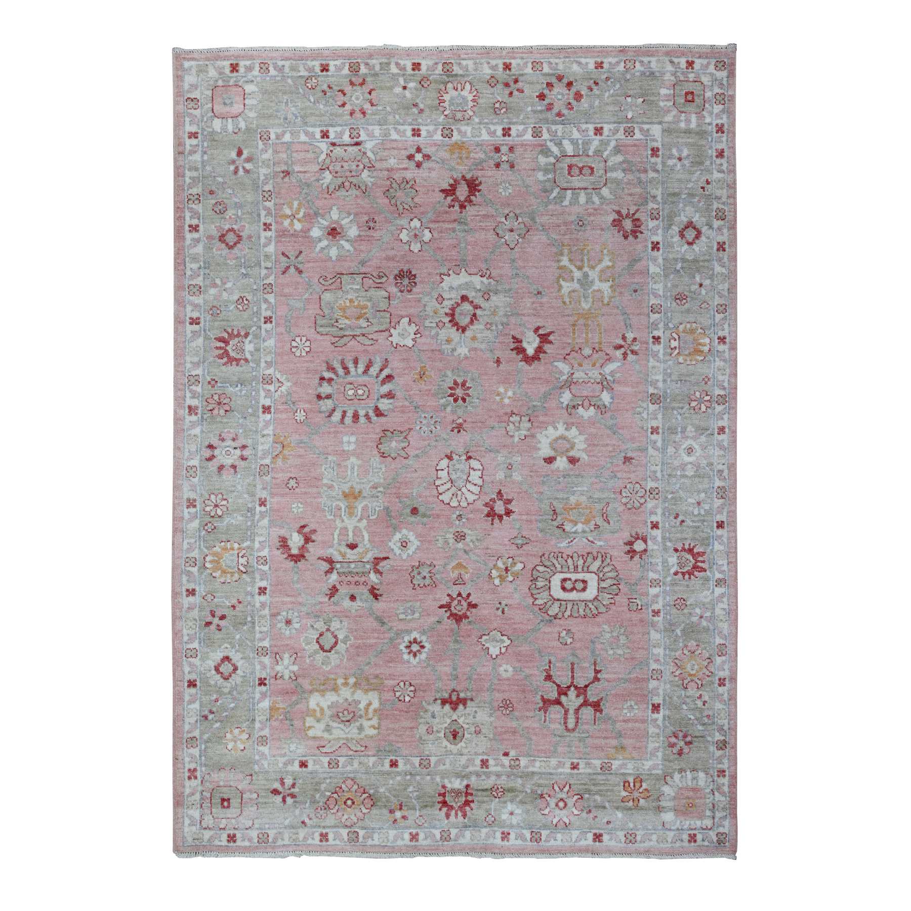 Oushak-And-Peshawar-Hand-Knotted-Rug-443480