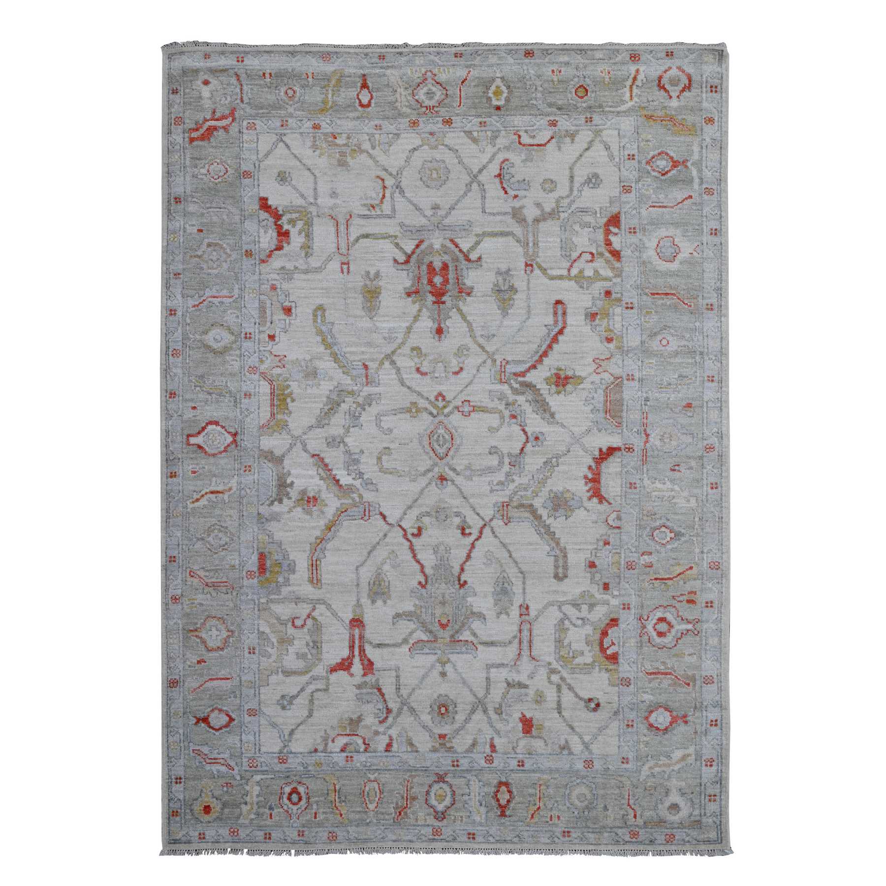 Oushak-And-Peshawar-Hand-Knotted-Rug-443490